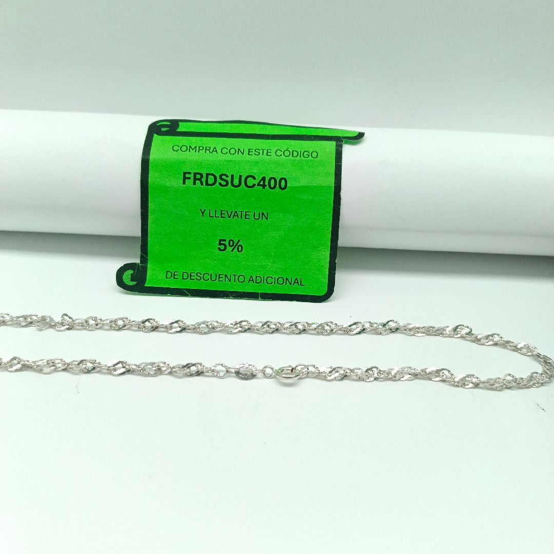 CADENA TEJIDO MEDIO TORZAL PLATA .925 55 CM 5.8 GR (NUEVO)