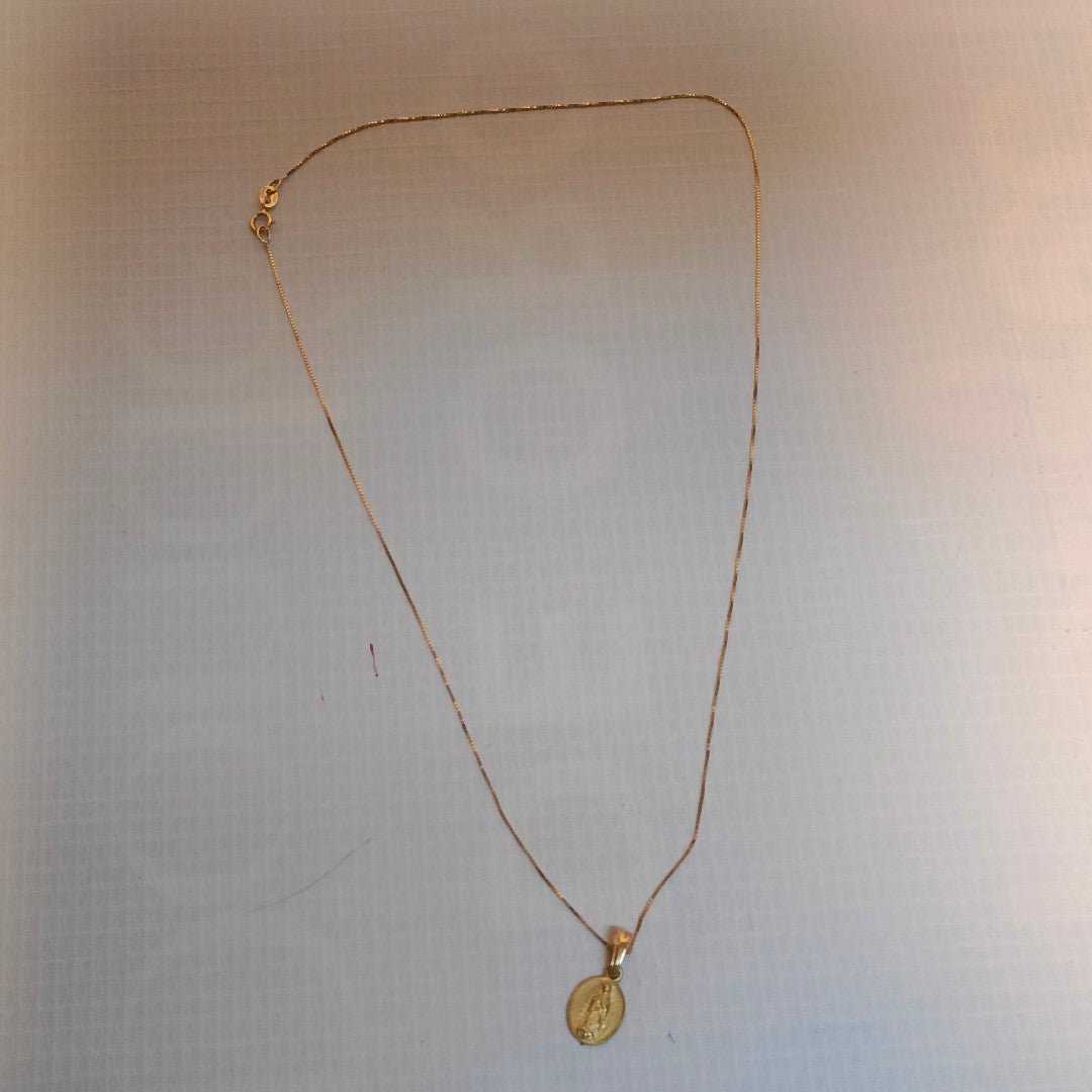 CADENA, MEDALLA RELIGIOSA ORO 14 K 1.5 GRMS (SEMINUEVO)