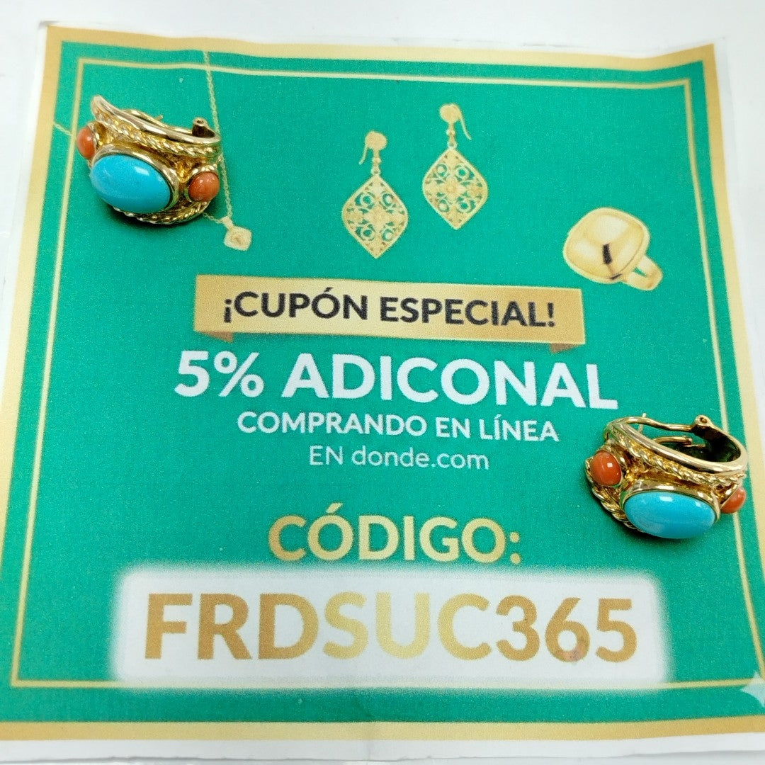 ARETES PAR ORO 14 K 20.9 GRMS (SEMINUEVO)