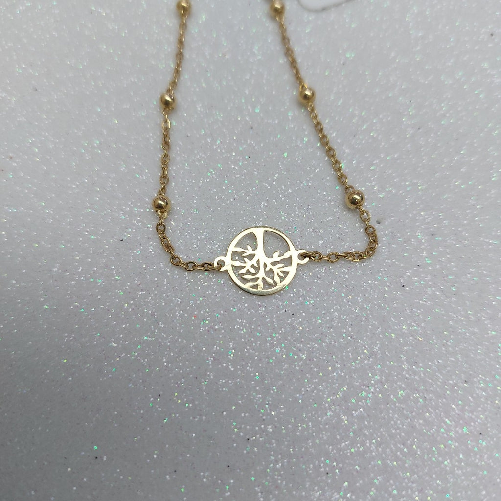 PULSERA TEJIDO ESPECIAL ARBOL 14K 18 CM 1.8 GR (NUEVO)