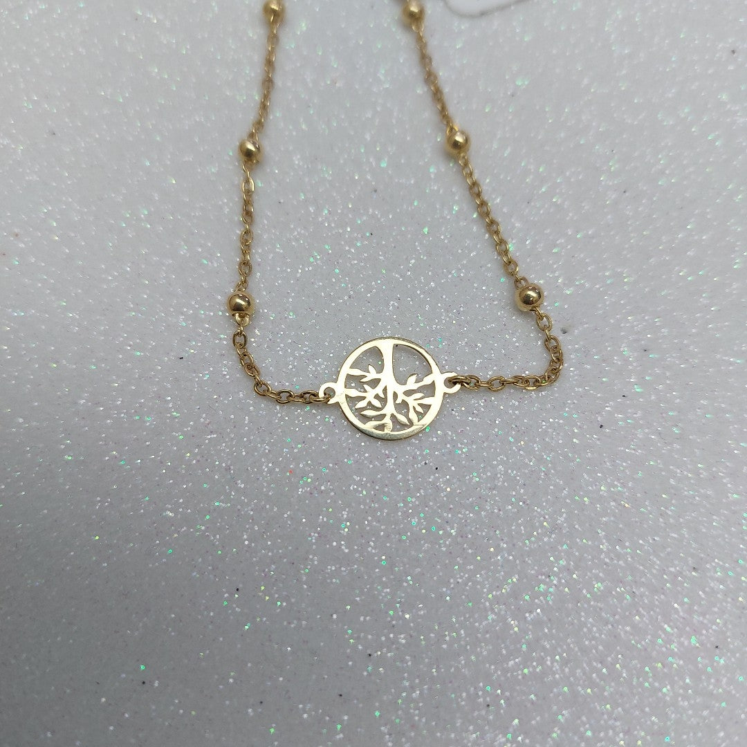 PULSERA TEJIDO ESPECIAL ARBOL 14K 18 CM 1.8 GR (NUEVO)