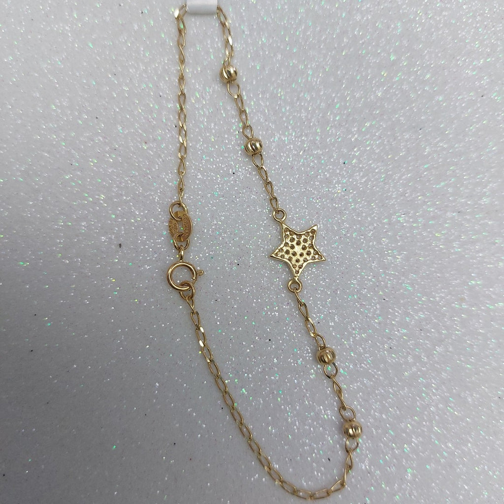 PULSERA ESPECIAL CON ESTRELLA Y CIRCONIAS 14K 18 CM 1.5 GR (NUEVO)