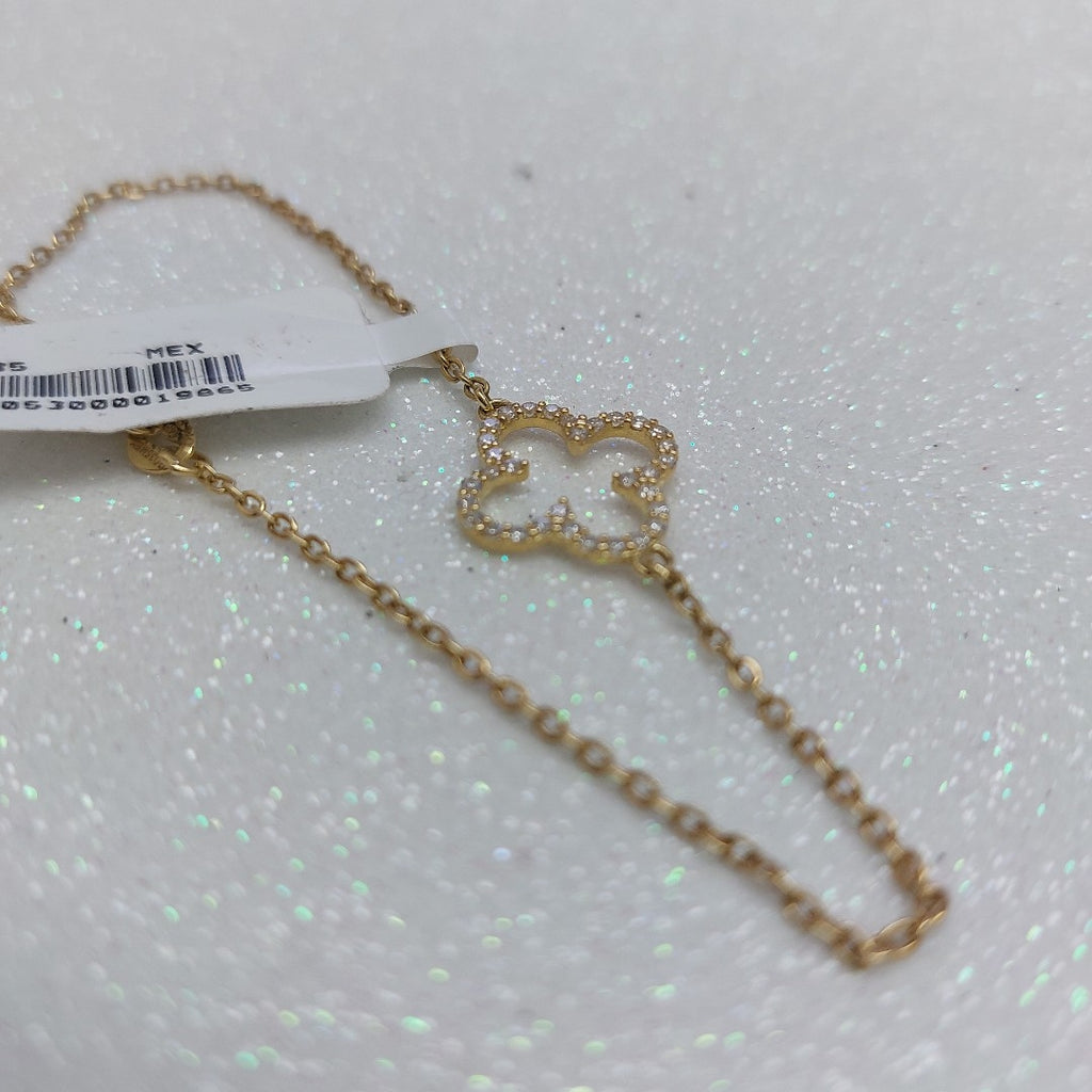 PULSERA TEJIDO ESPECIAL C CIRCONIAS 14K 18 CM 1.8 GR (NUEVO)
