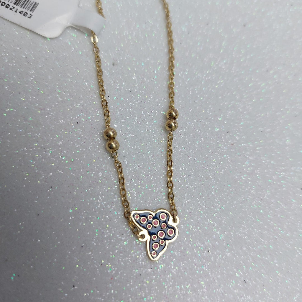 PULSERA TEJIDO ESPECIAL MARIPOSA CON ESMALTE 14K 18 CM 1.8 GR (NUEVO)