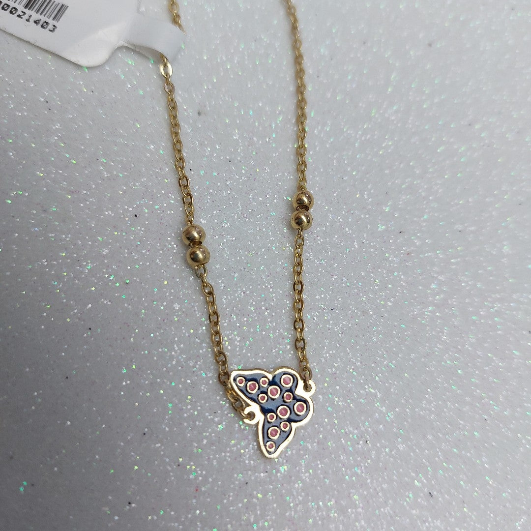 PULSERA TEJIDO ESPECIAL MARIPOSA CON ESMALTE 14K 18 CM 1.8 GR (NUEVO)