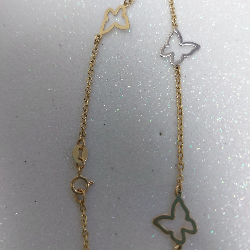 PULSERA ESPECIAL C MARIPOSAS 14K 18 CM 1.7 GR (NUEVO)