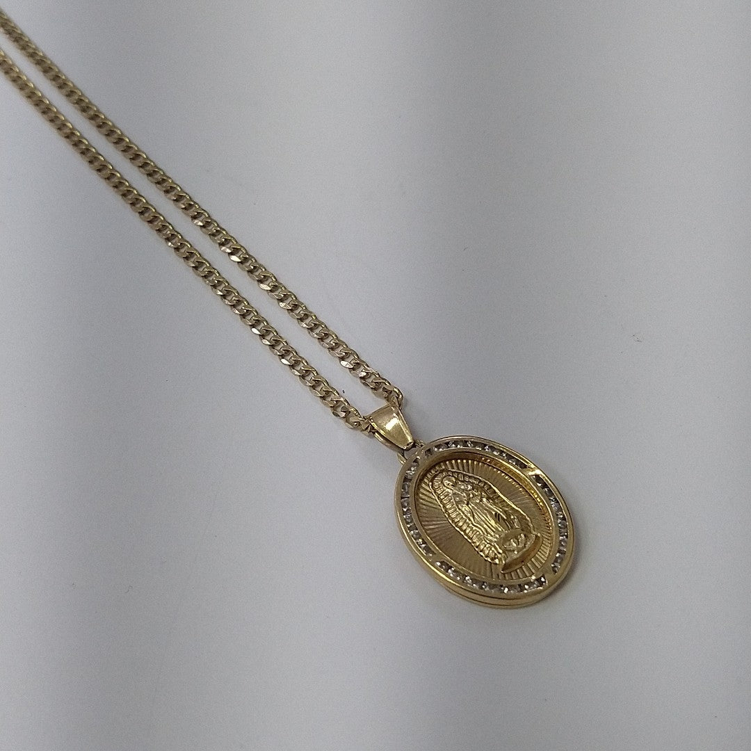 CADENA, MEDALLA RELIGIOSA ORO 10 K 7 GRMS (SEMINUEVO)