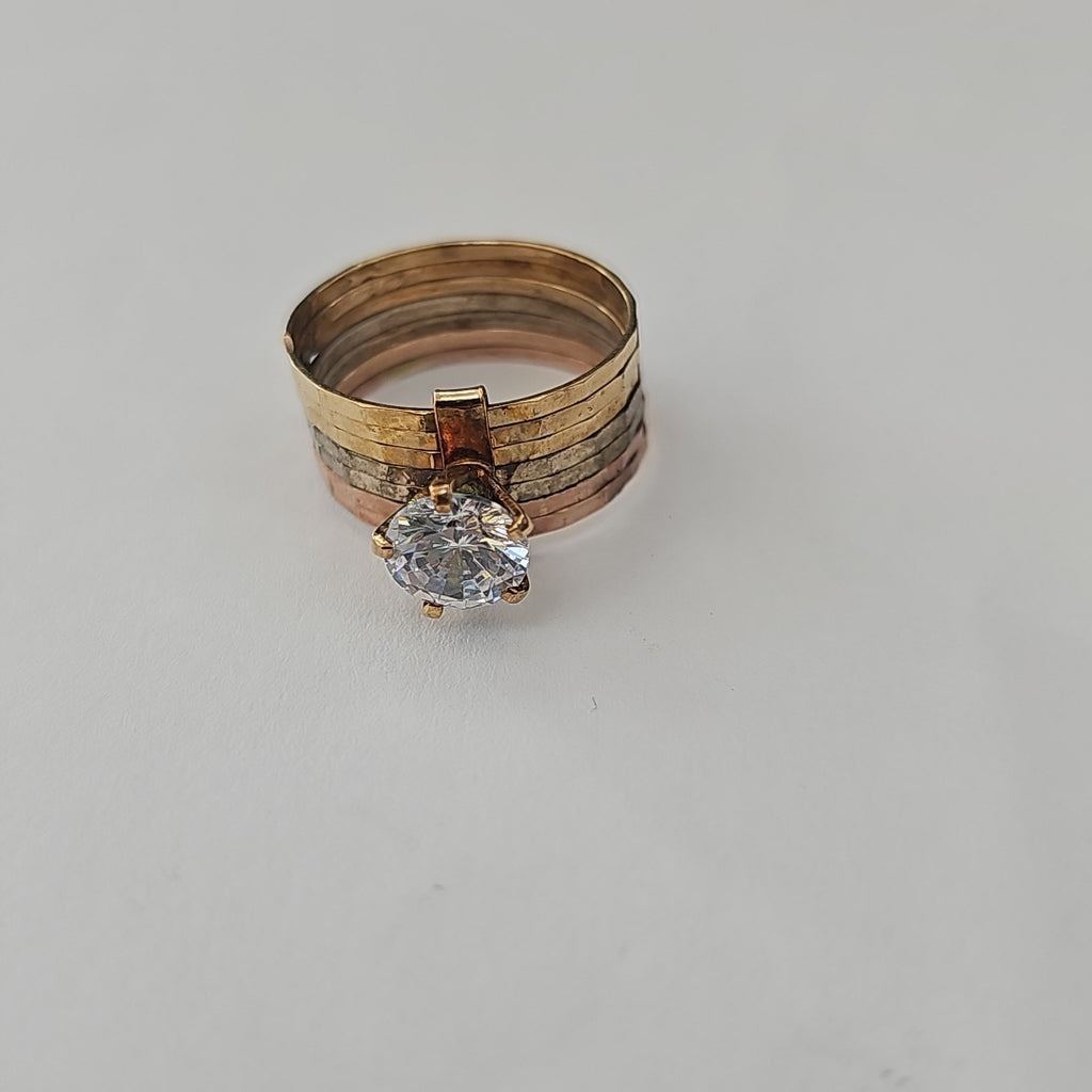 SEMANARIO DE ARGOLLAS ORO COMBINADO,RODIADO 10 K 3,50 GRMS (SEMINUEVO)