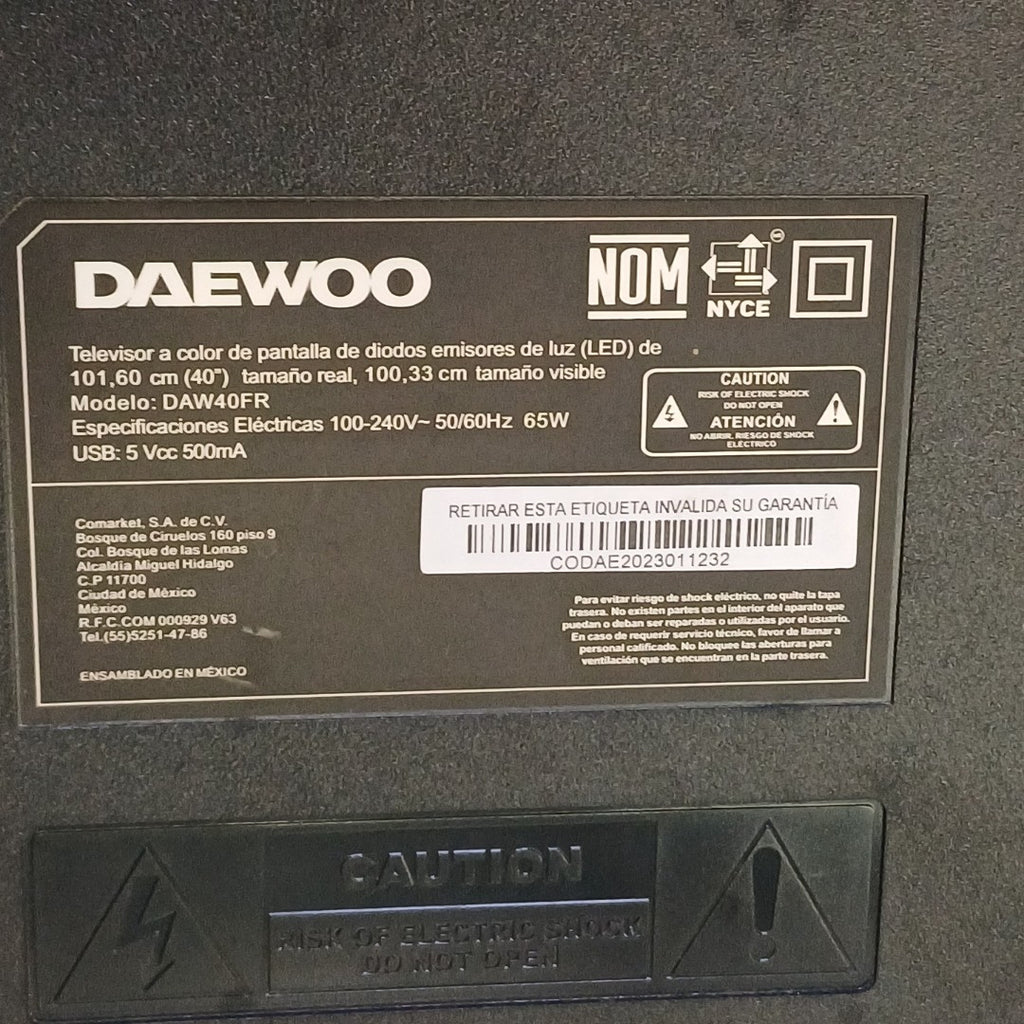 PANTALLA DAEWOO DAW40FR 40" LED FULL HD (SEMINUEVO)