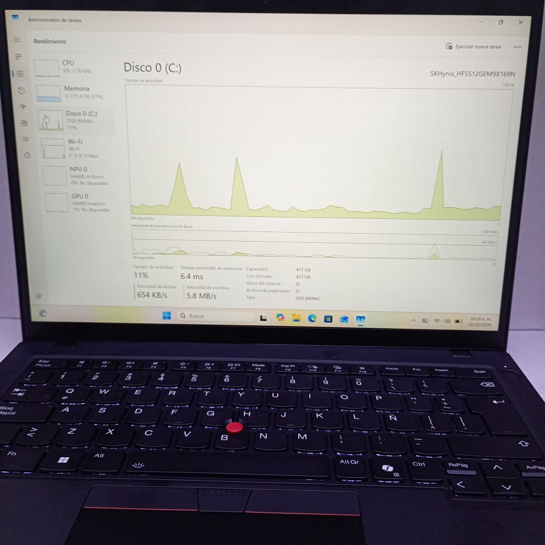 LAPTOP LENOVO THINKPAD T14 GEN 5 (2025) 512 GB SSD 16 GB RAM (SEMINUEVO)