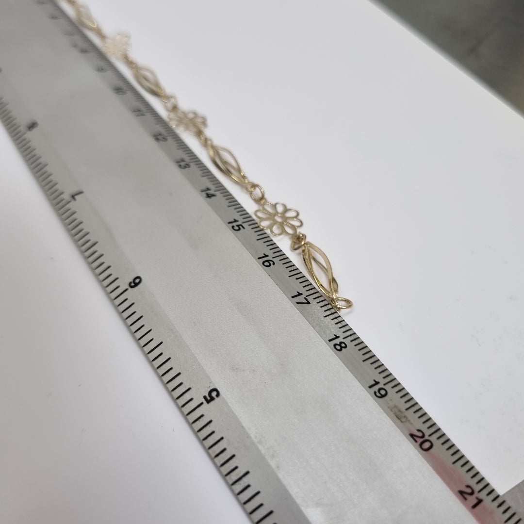 PULSERA ESPECIAL CON FLORES 14K 18 CM 2.7 GR (NUEVO)