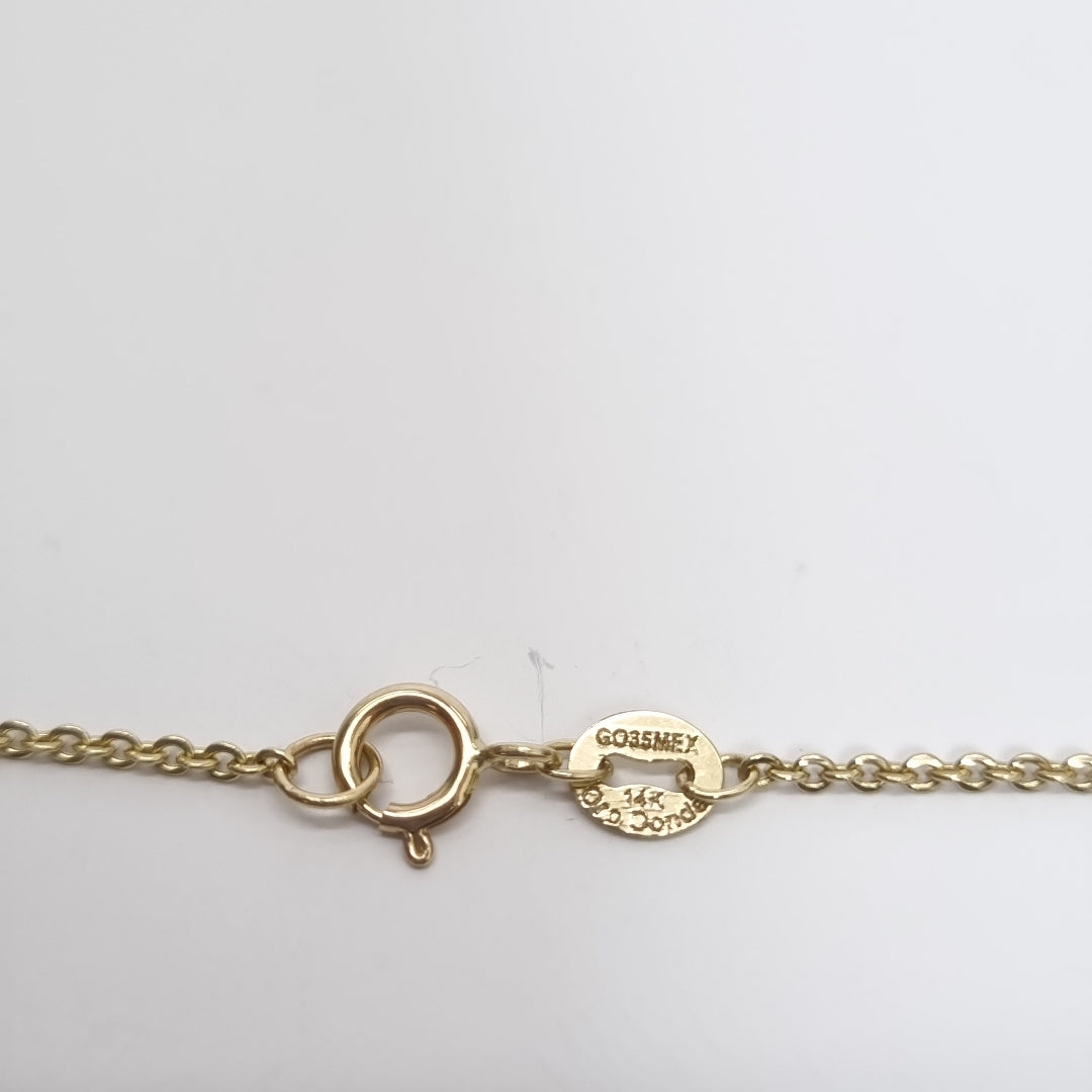 CADENA TEJIDO GARGANTILLA ESPECIAL C FLORES 14K 45 CM 2.9 GR (NUEVO)