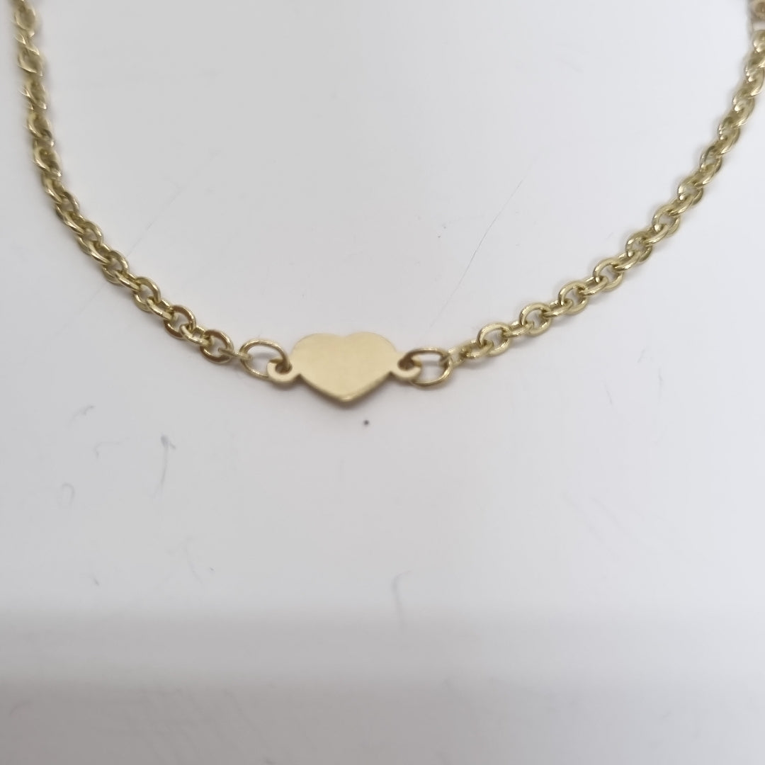 PULSERA TEJIDO ESPECIAL FIG CORAZONES 14K 18 CM 1.3 GR (NUEVO)