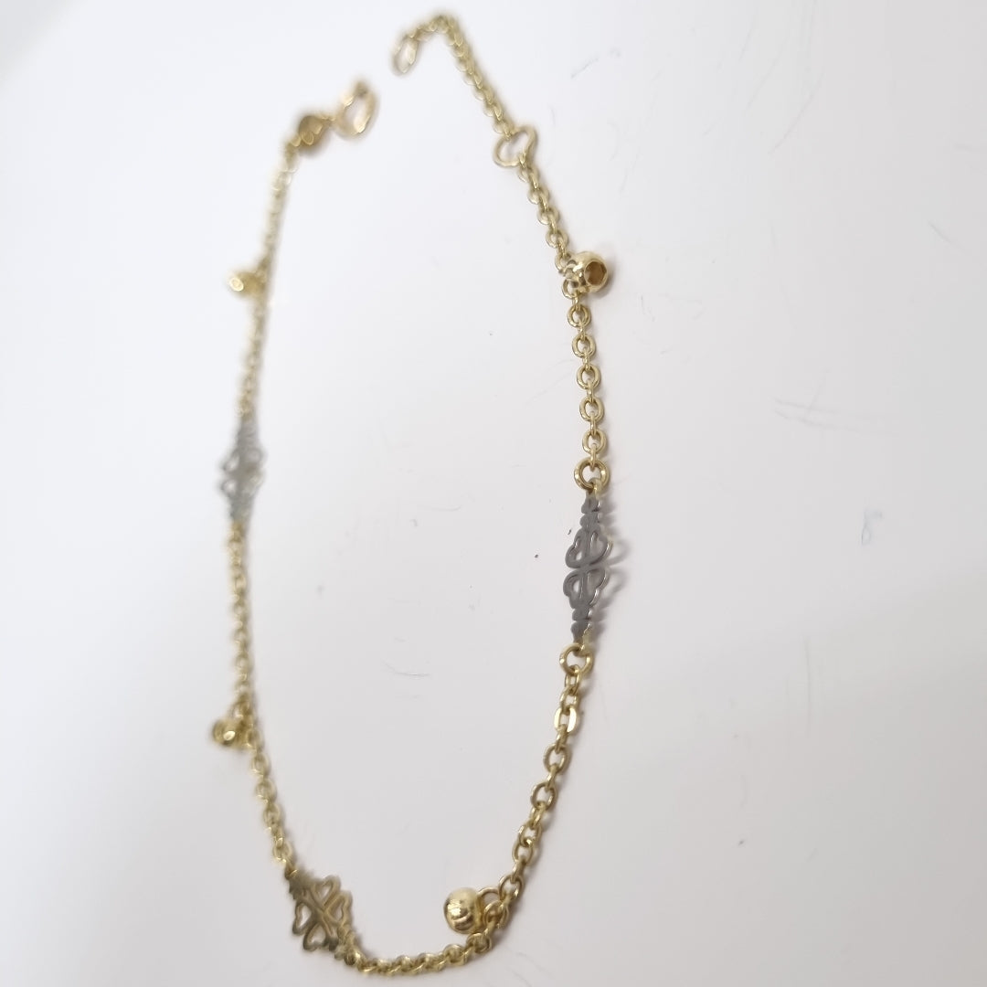 PULSERA ESPECIAL CON TREBOL 14K 18 CM 1.8 GR (NUEVO)