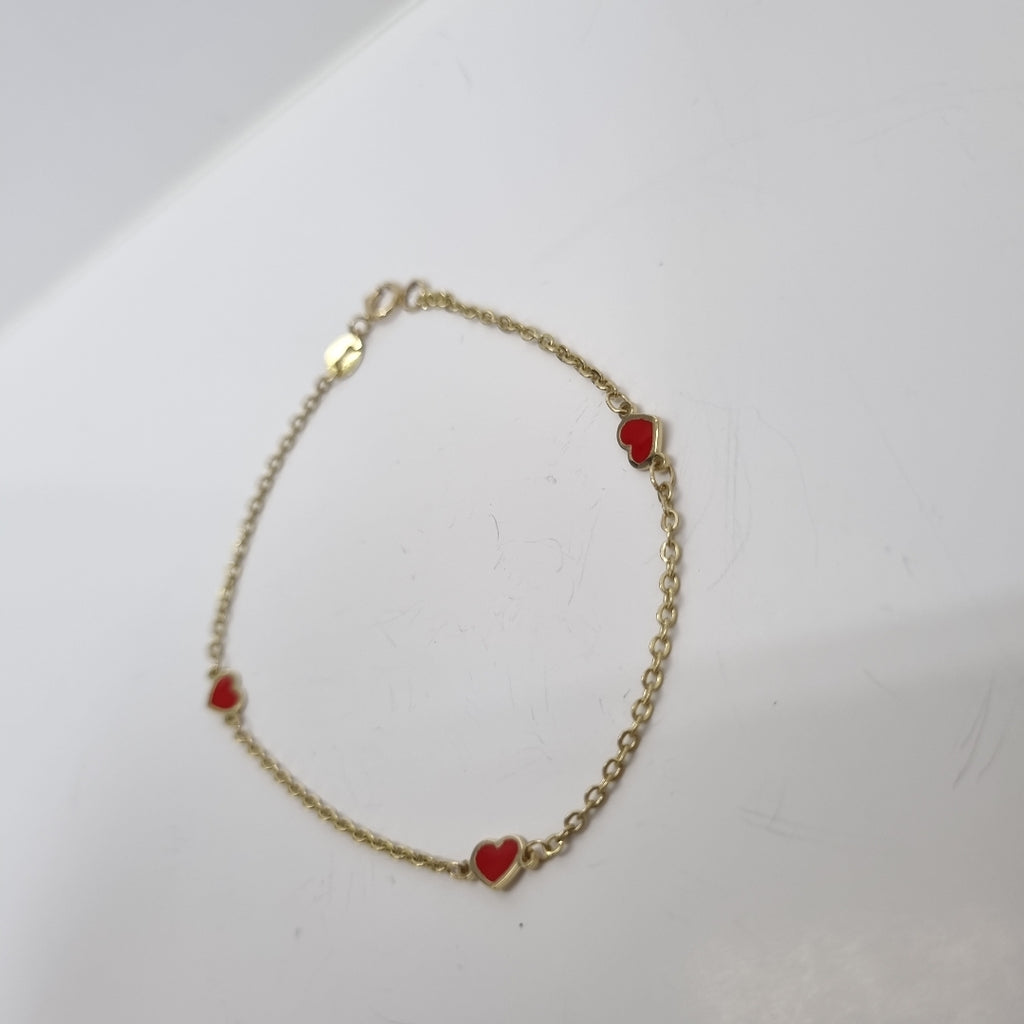 PULSERA ESPECIAL CON CORAZONES 14K 18 CM 1.4 GR (NUEVO)