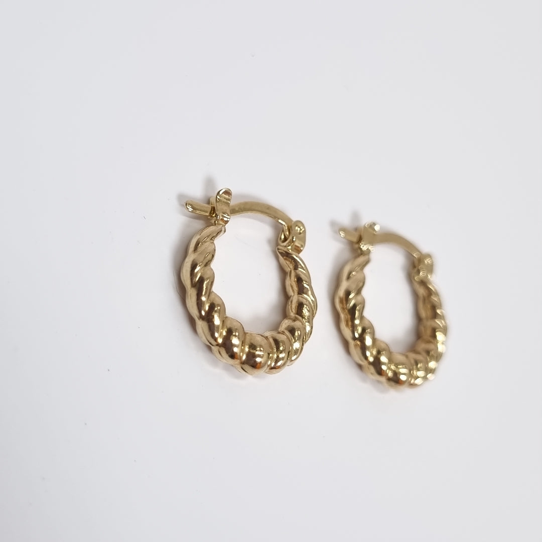 ARETES ARRACADAS TZL HUECAS 14K 1.5 GR (NUEVO)