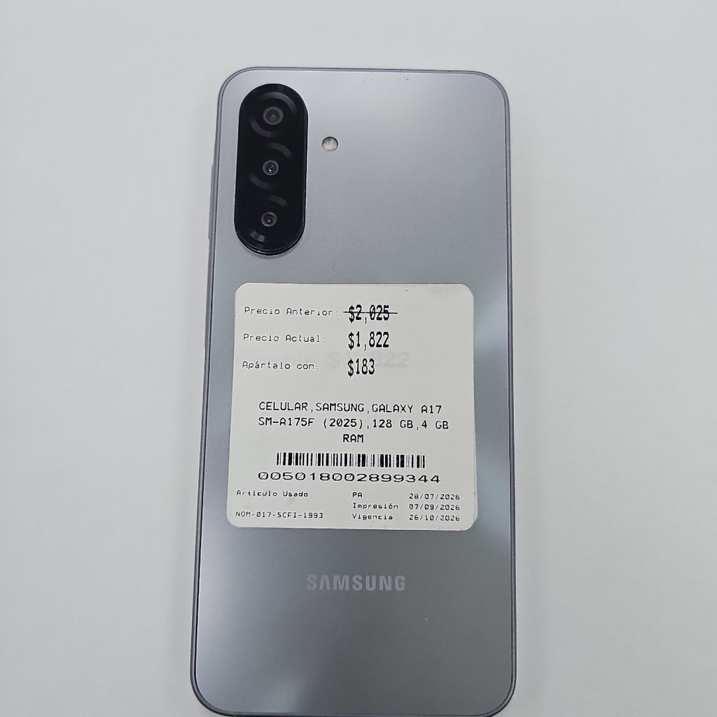 CELULAR SAMSUNG GALAXY A17 SM-A175F (2025) 128 GB 4 GB RAM (SEMINUEVO)
