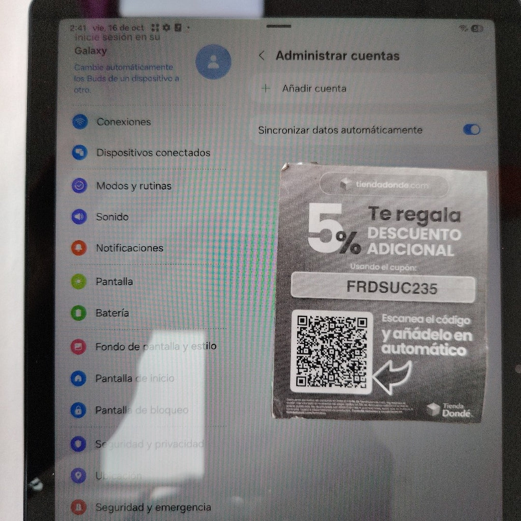 TABLETA SAMSUNG GALAXY TAB A11+ SM-X230 (2025) 128 GB 6 GB RAM (SEMINUEVO)