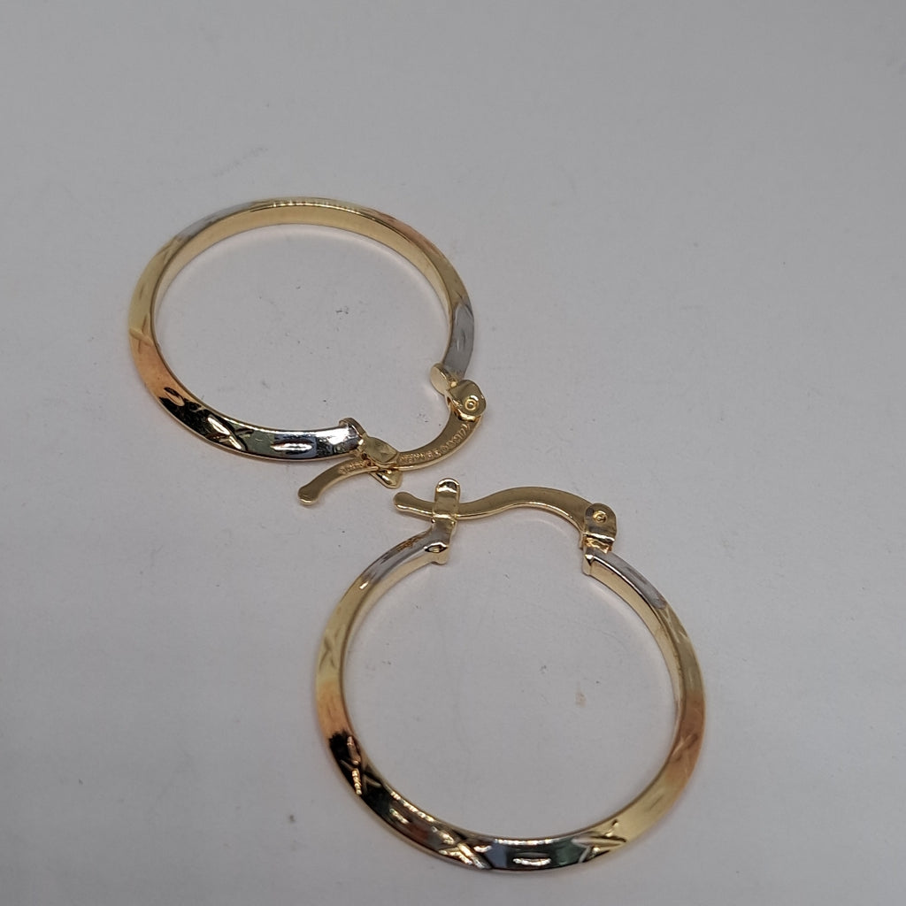 ARETES TEJIDO ARRACADAS BISELADAS COMBINADAS 14K 1.4 GR (NUEVO)