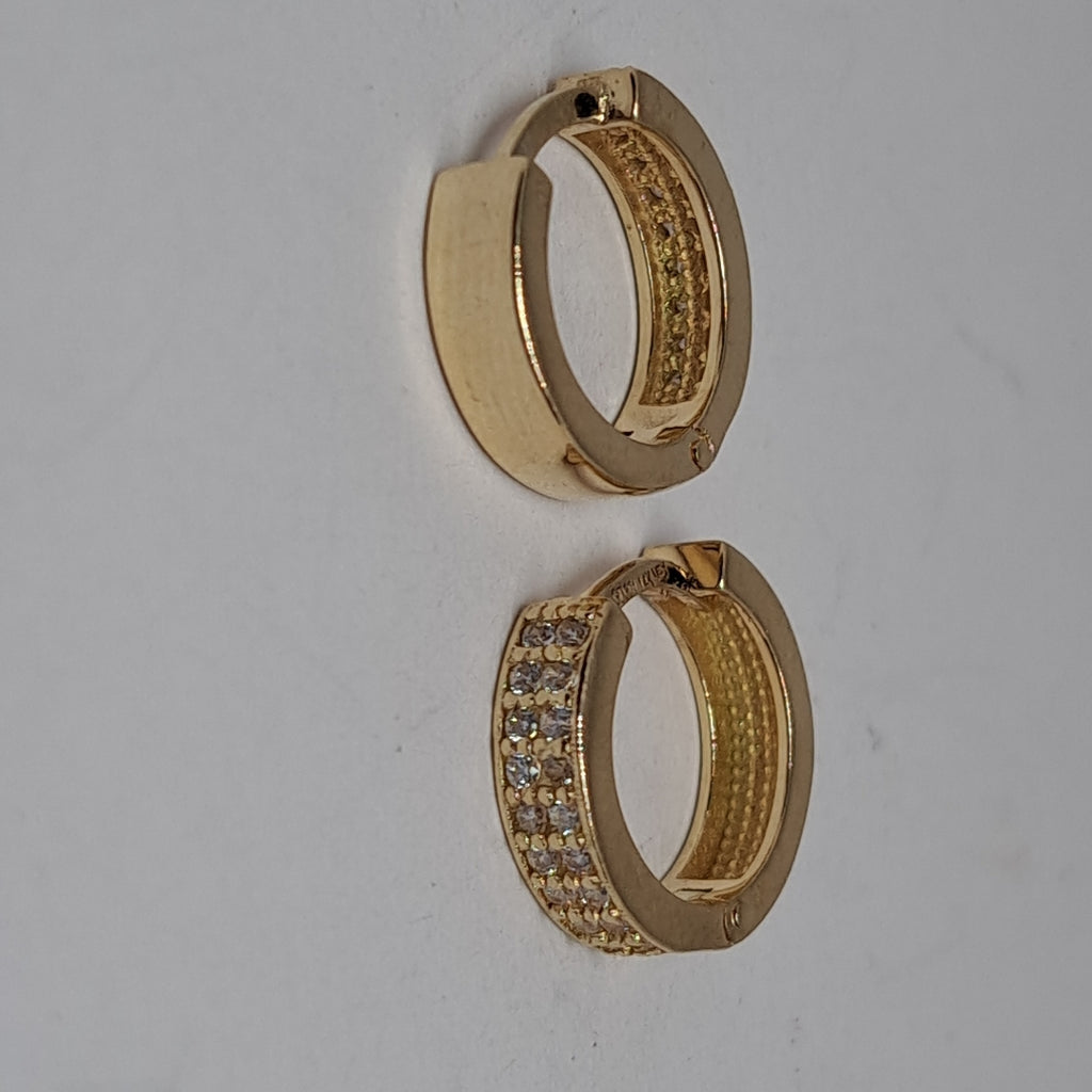 ARETES HUGGIES C CIRCONIAS 14K 2.2 GR (NUEVO)
