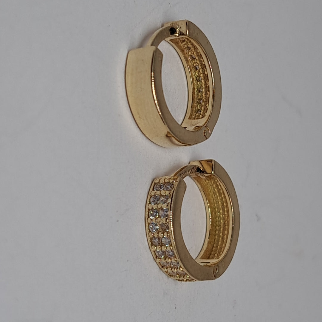 ARETES HUGGIES C CIRCONIAS 14K 2.2 GR (NUEVO)
