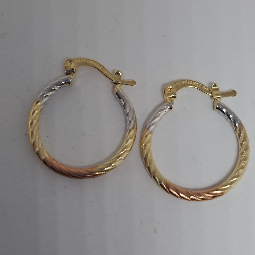ARETES TEJIDO ARRACADAS TZL COMBINADAS 14K 1.8 GR (NUEVO)