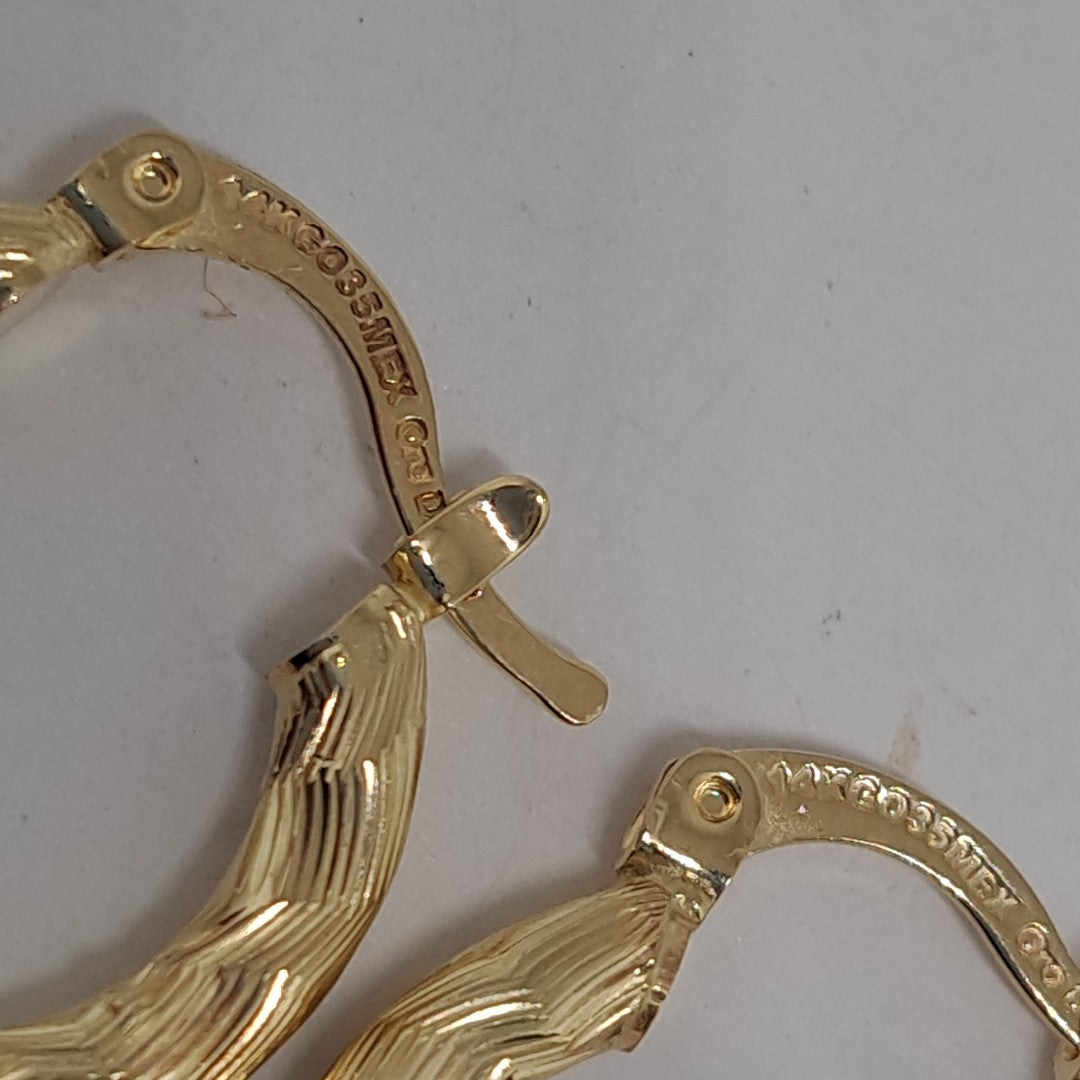 ARETES TEJIDO ARRACADAS ASTRIADAS 14K 2 GR (NUEVO)