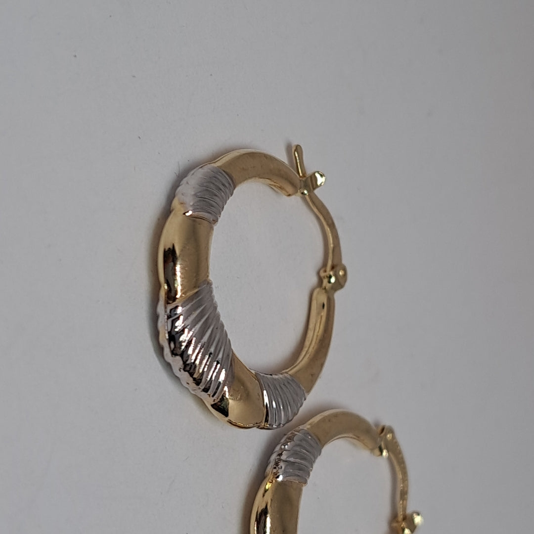 ARETES ARRACADAS HUECAS COMBINADAS 14K 2.6 GR (NUEVO)