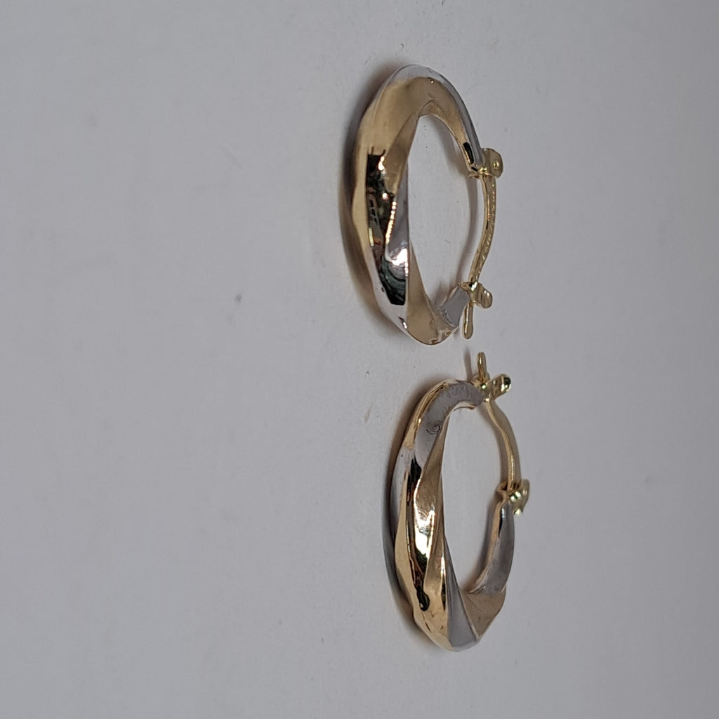 ARETES TEJIDO ARRACADA TRENZADA COMBINADA 14K 1.8 GR (NUEVO)