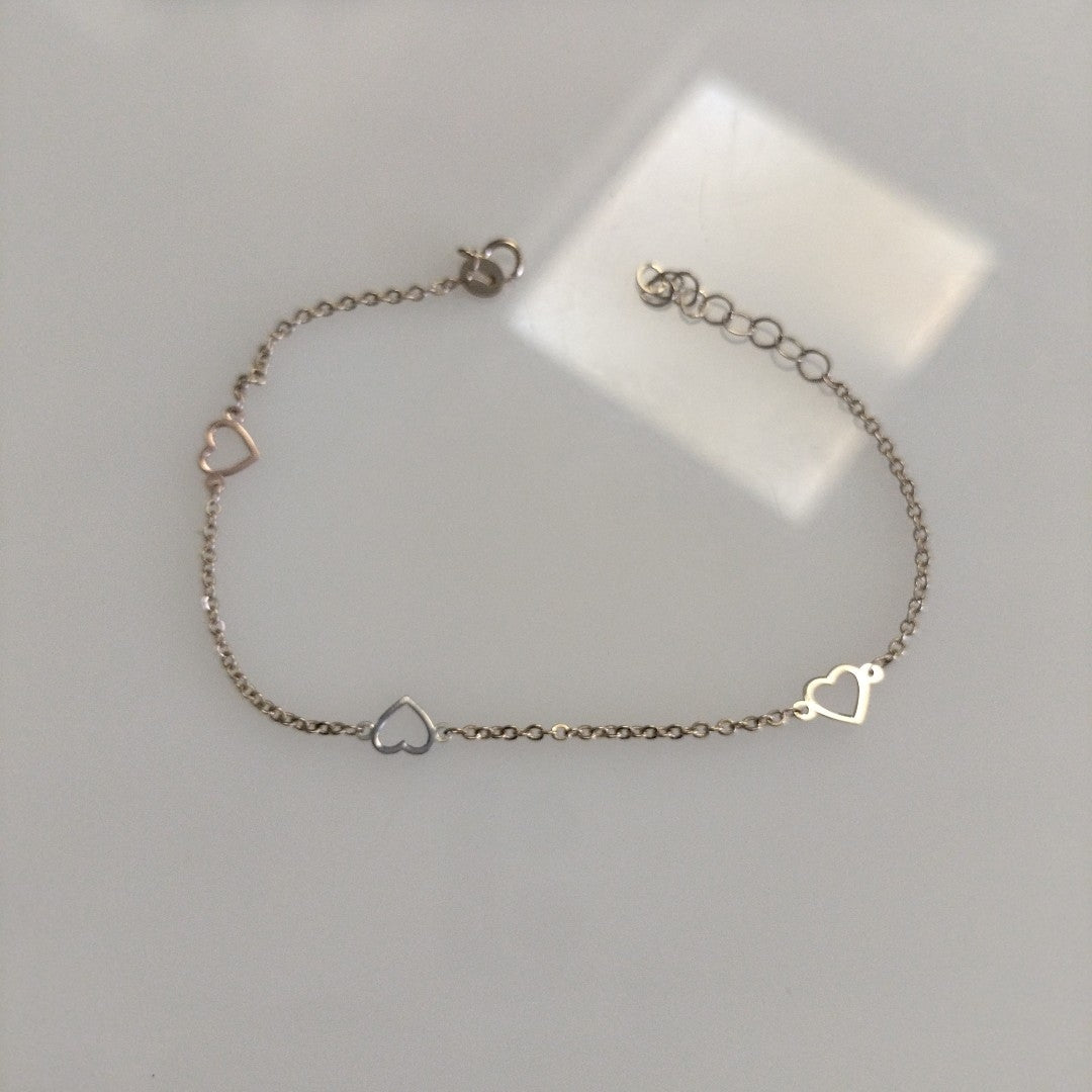 PULSERA ESPECIAL CON CORAZONES 10K 18 CM 1.2 GR (NUEVO)