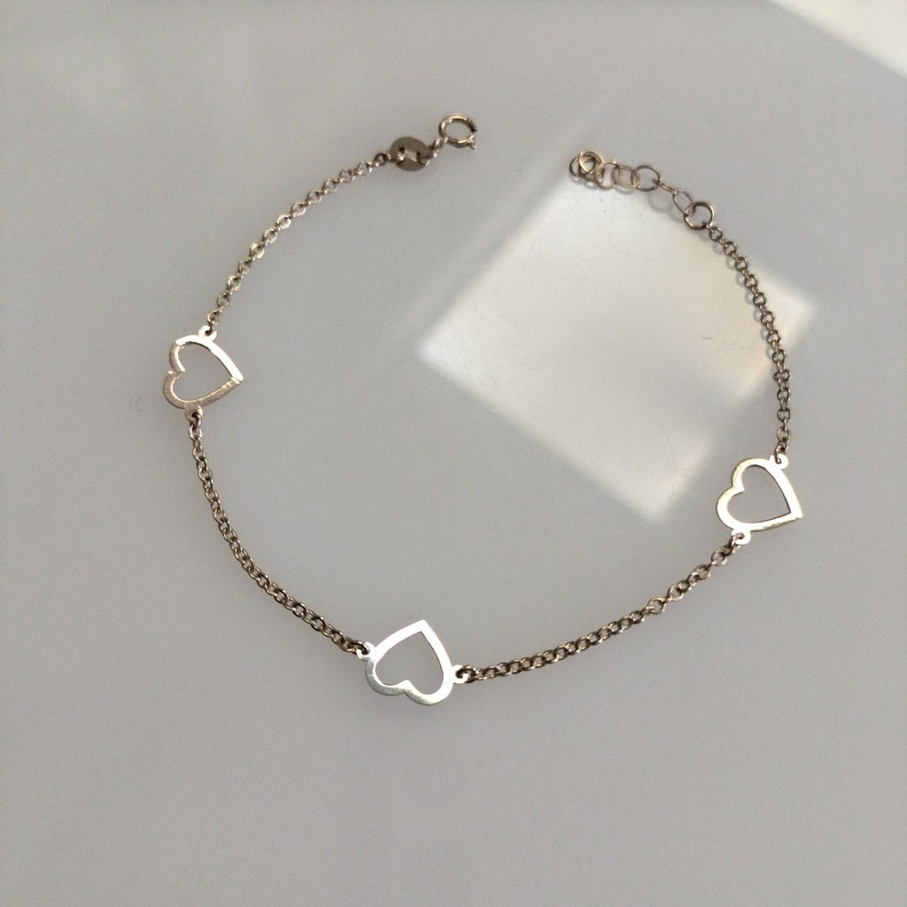 PULSERA ESPECIAL CON CORAZONES CONBINADOS 14K 18 CM 1.7 GR (NUEVO)