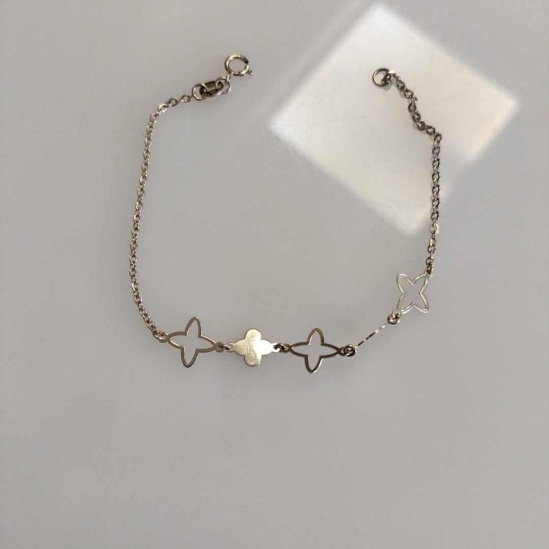 PULSERA TEJIDO ESP CON TREBOL 14K 18 CM 1.5 GR (NUEVO)