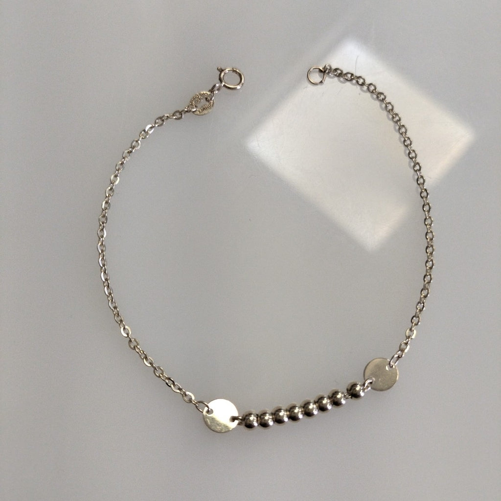 PULSERA TEJIDO ESPECIAL CON BOLITAS 14K 18 CM 1.8 GR (NUEVO)