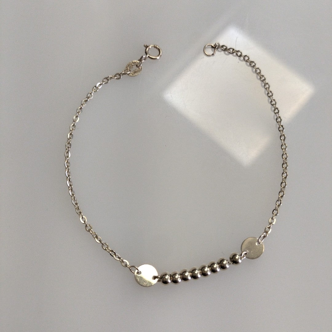 PULSERA TEJIDO ESPECIAL CON BOLITAS 14K 18 CM 1.8 GR (NUEVO)