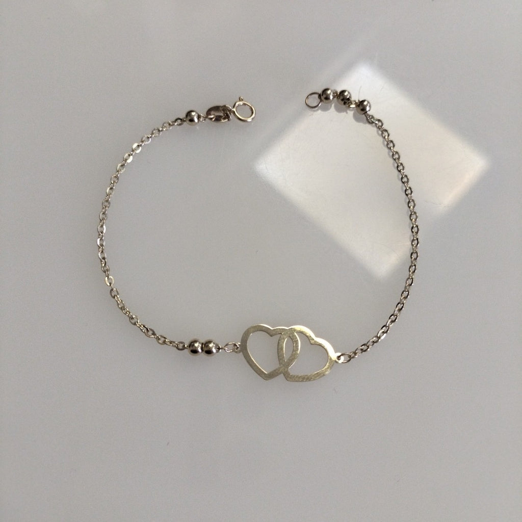 PULSERA TEJIDO ESPECIAL C CORAZONES 14K 18 CM 1.7 GR (NUEVO)