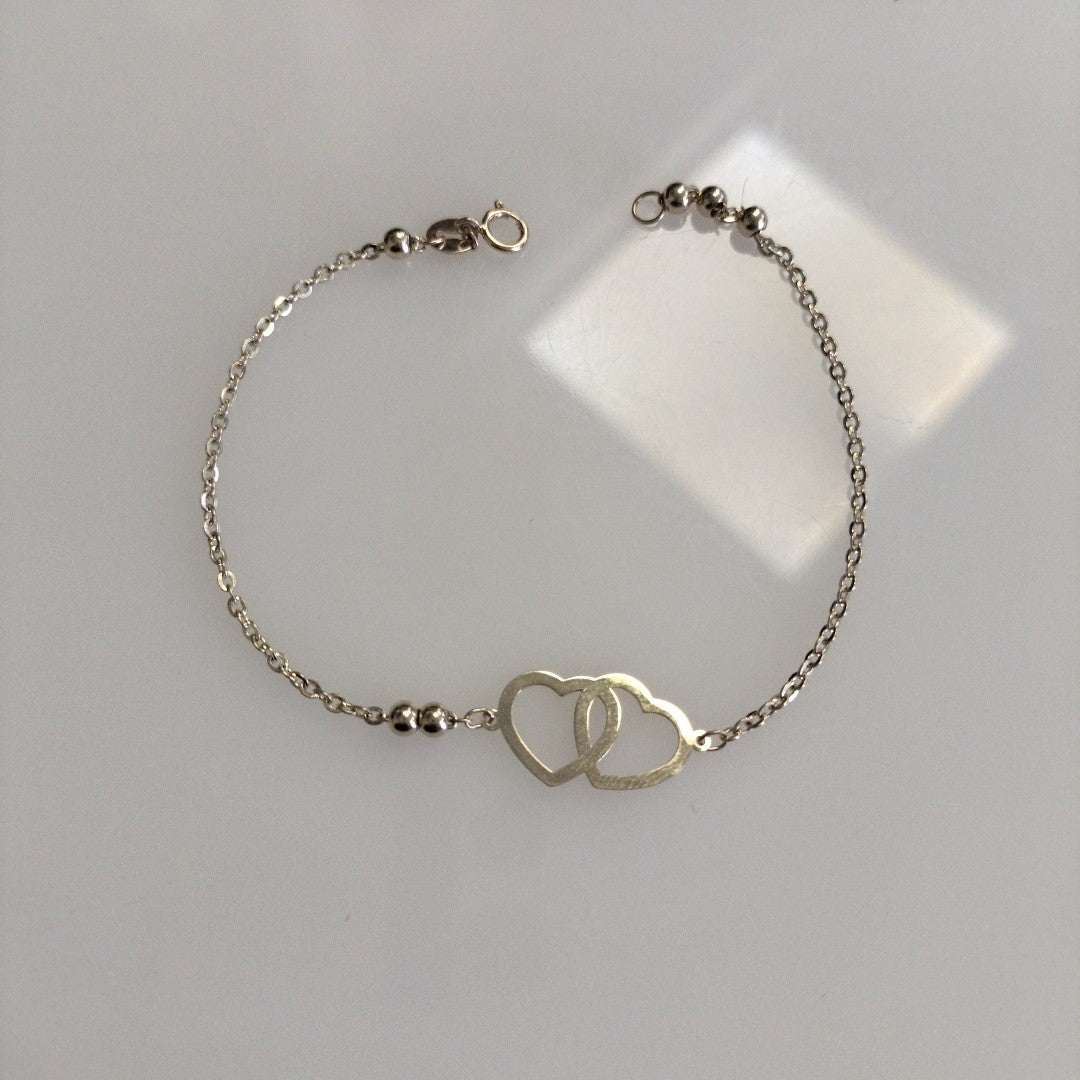 PULSERA TEJIDO ESPECIAL C CORAZONES 14K 18 CM 1.7 GR (NUEVO)