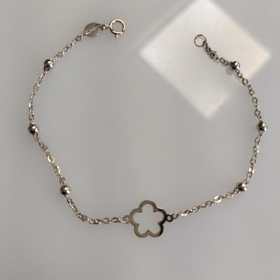 PULSERA TEJIDO ESPECIAL CON FLOR 14K 18 CM 1.6 GR (NUEVO)