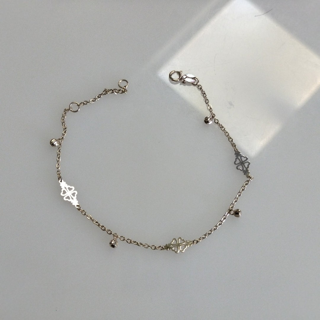 PULSERA ESPECIAL CON TREBOL 14K 18 CM 1.8 GR (NUEVO)