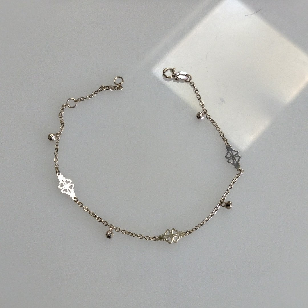 PULSERA ESPECIAL CON TREBOL 14K 18 CM 1.8 GR (NUEVO)