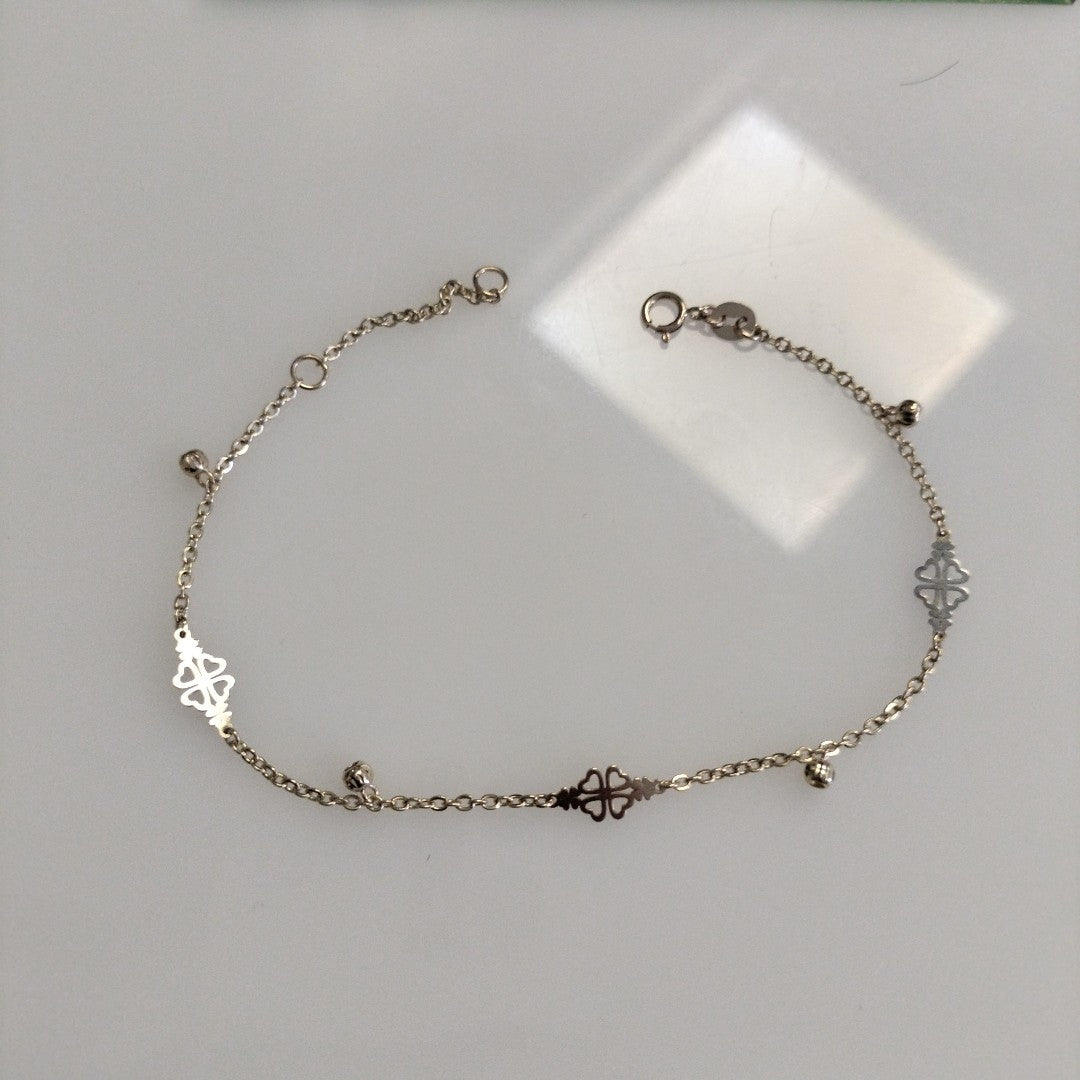 PULSERA ESPECIAL CON TREBOL 14K 18 CM 1.8 GR (NUEVO)