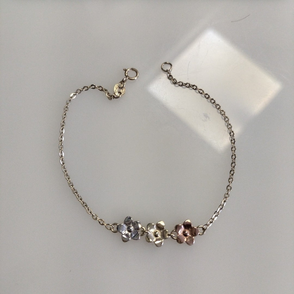 PULSERA TEJIDO ESPECIAL FIG FLORES 14K 18 CM 2 GR (NUEVO)