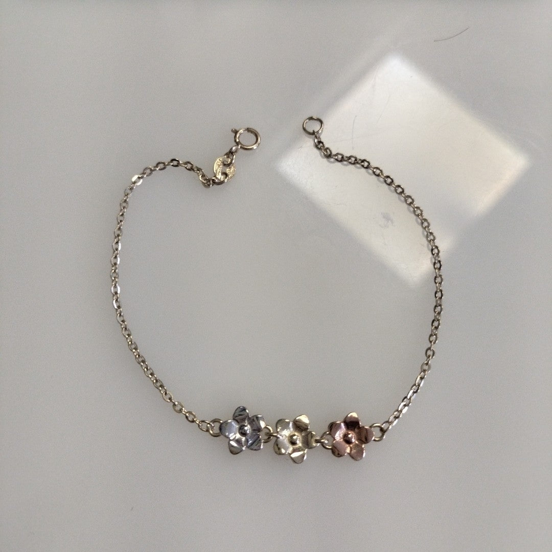 PULSERA TEJIDO ESPECIAL FIG FLORES 14K 18 CM 2 GR (NUEVO)