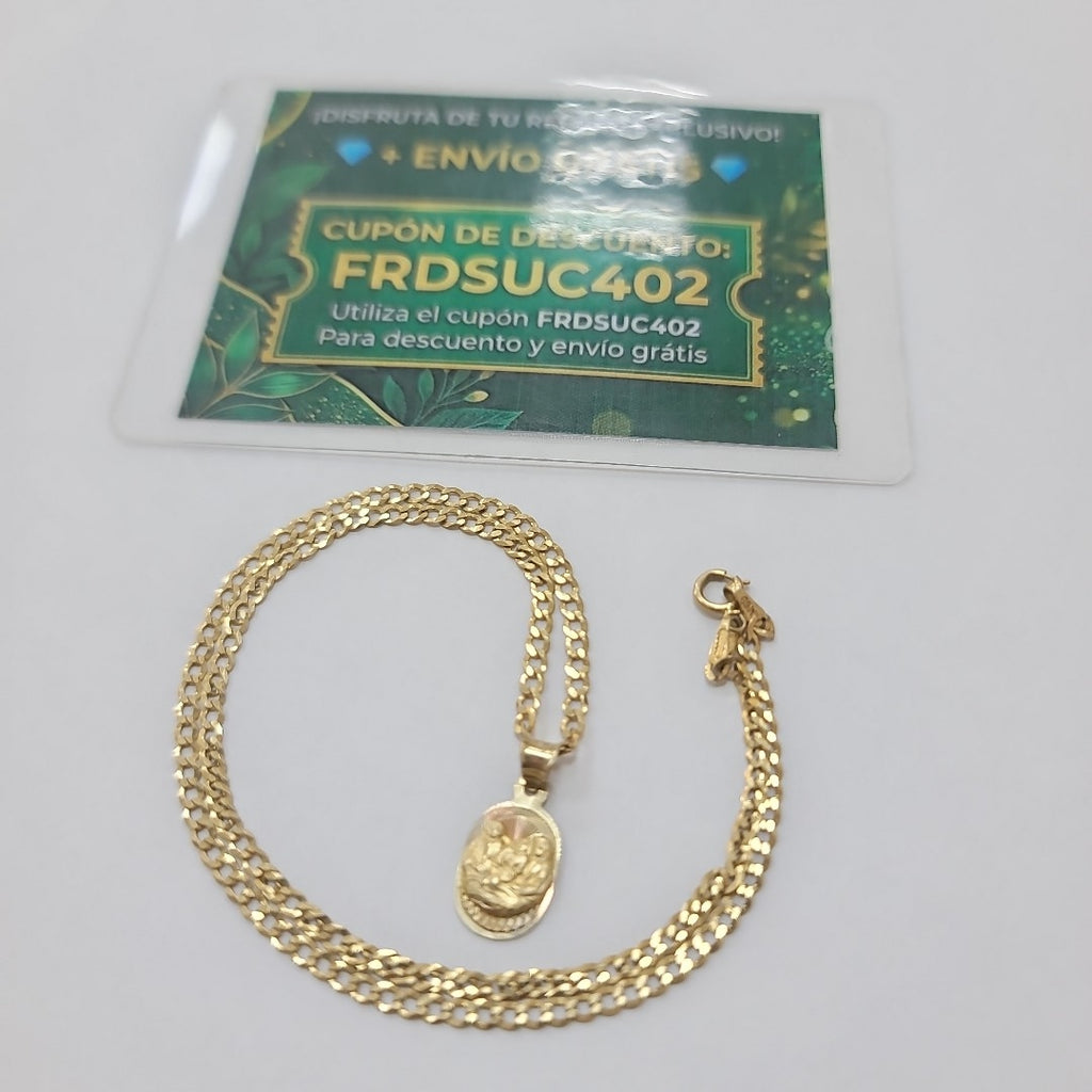 CADENA, MEDALLA RELIGIOSA ORO 10 K 3.4 GRMS (SEMINUEVO)