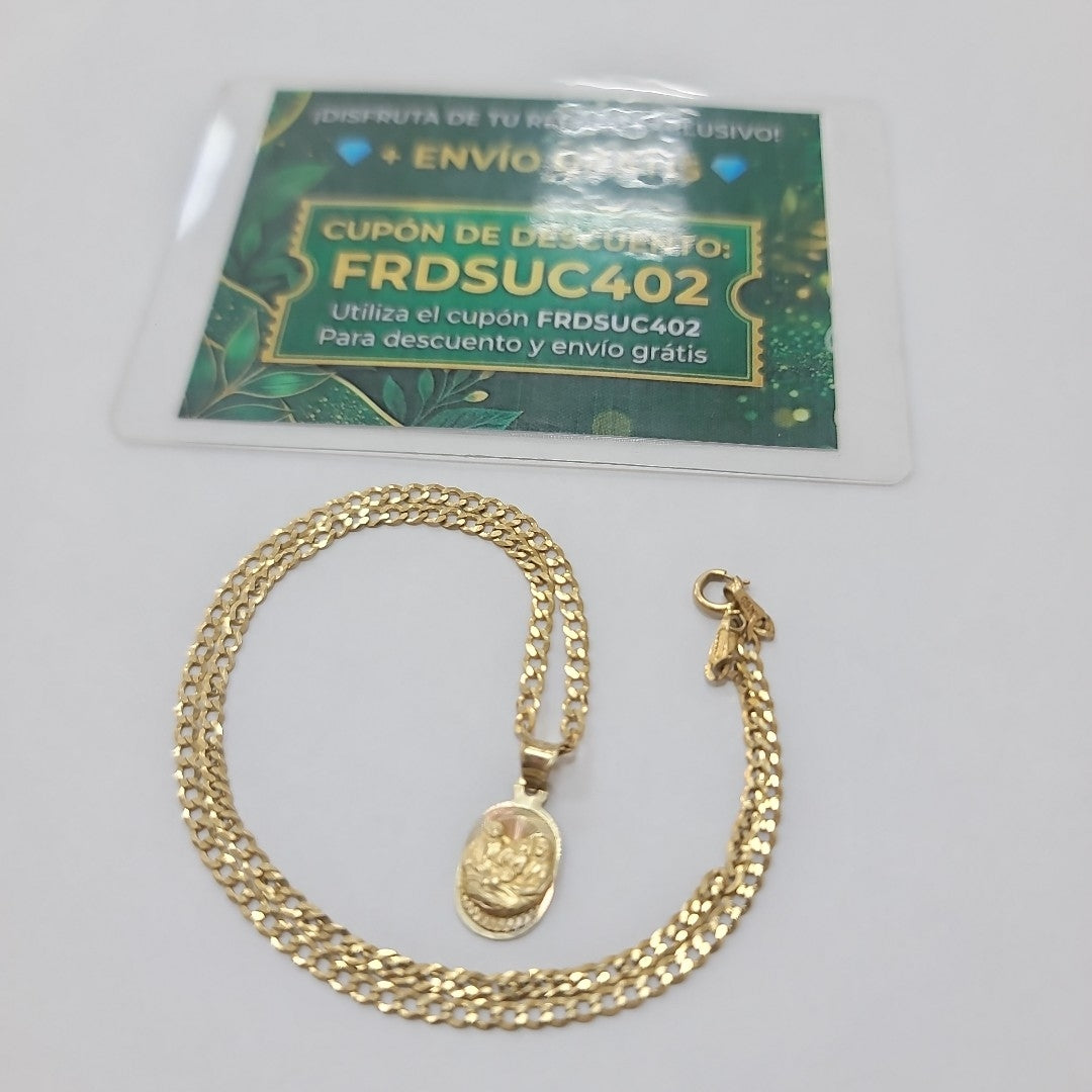 CADENA, MEDALLA RELIGIOSA ORO 10 K 3.4 GRMS (SEMINUEVO)