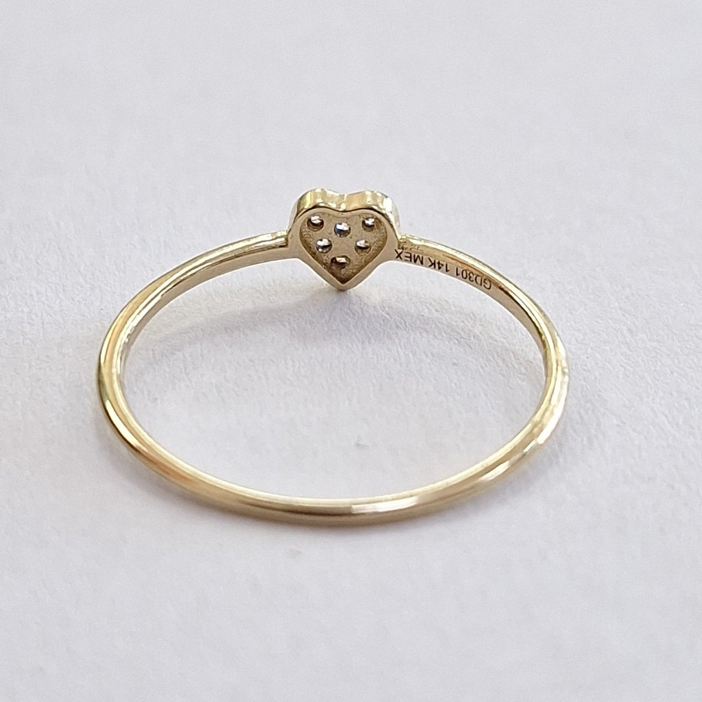 ANILLO ANILLITO CORAZON C CIRCONIA 14K 7 TALLA 0.8 GR (NUEVO)