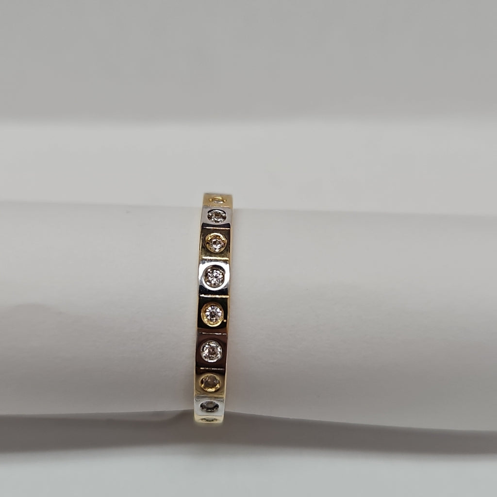 ANILLO ANILLITO C CIRCONIAS COMBINADO 14K 8 TALLA 2 GR (NUEVO)