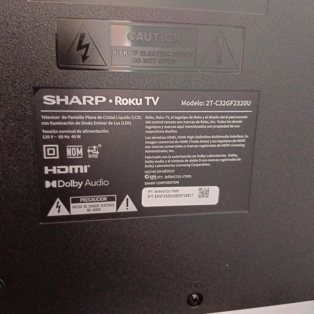 PANTALLA SHARP 2T-C32GF2320U 32" LED HD (SEMINUEVO)