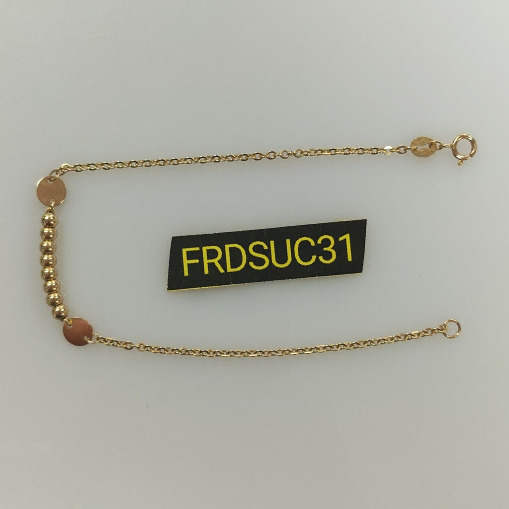 PULSERA TEJIDO ESPECIAL CON BOLITAS 14K 18 CM 1.8 GR (NUEVO)