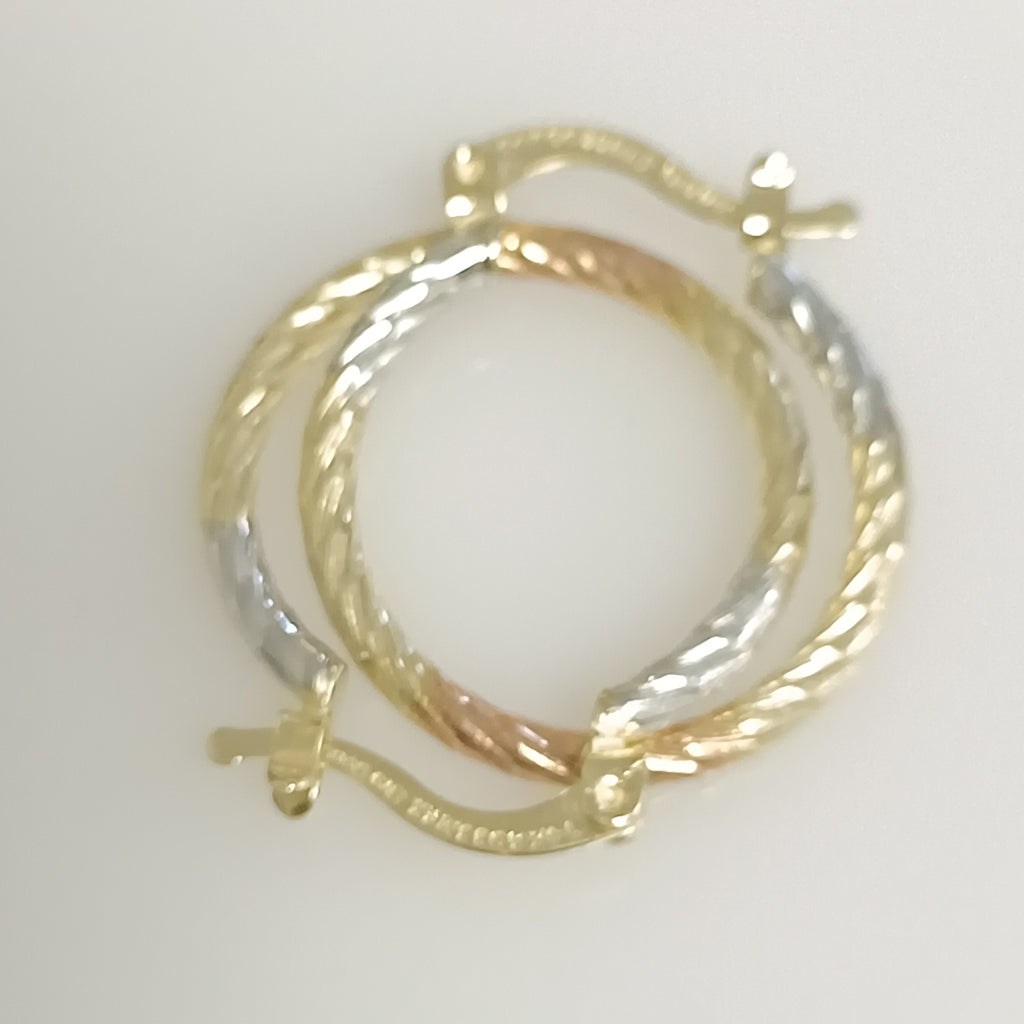 ARETES TEJIDO ARRACADAS TZL COMBINADAS 14K 1.8 GR (NUEVO)