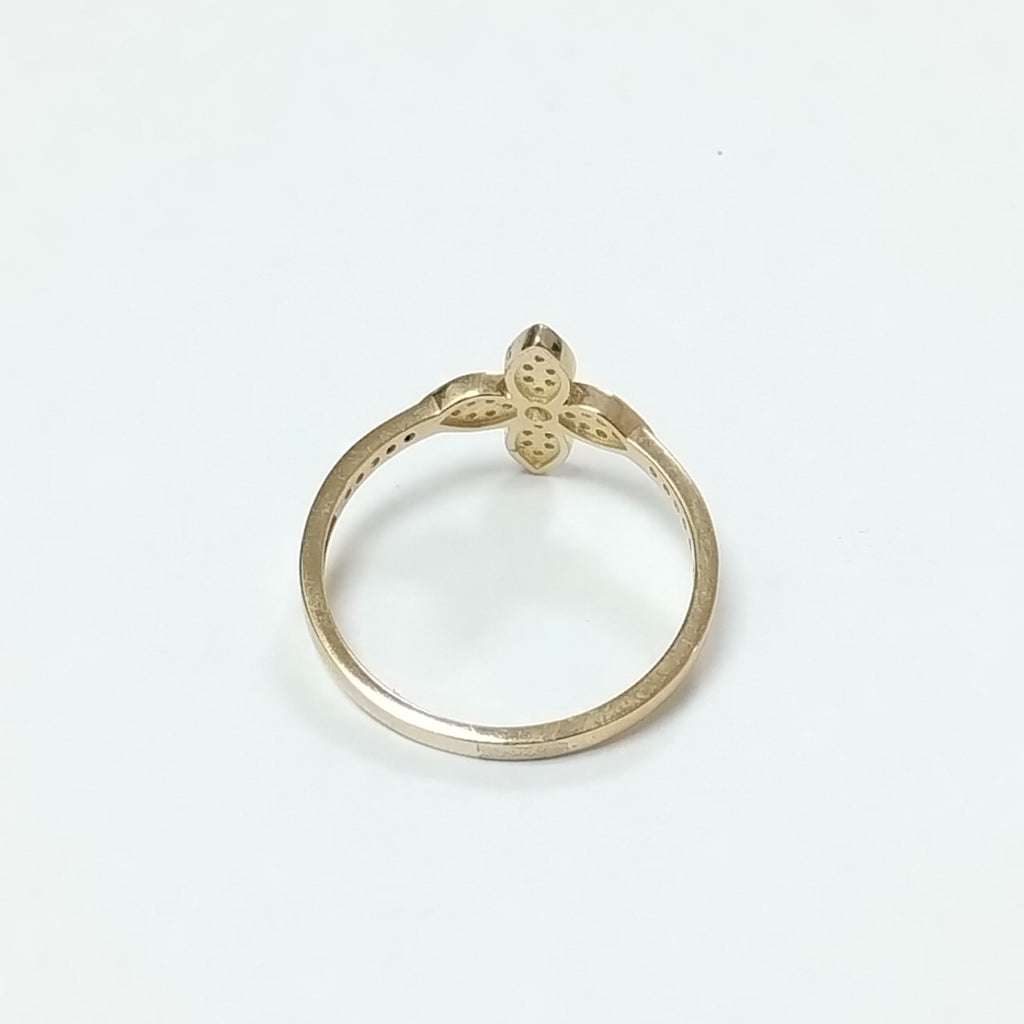 ANILLO ANILLITO FLOR C CIRCONIAS 14K 9 TALLA 2 GR (NUEVO)